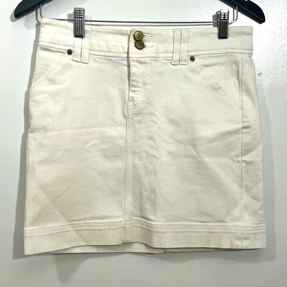 White Denim Mini Skirt